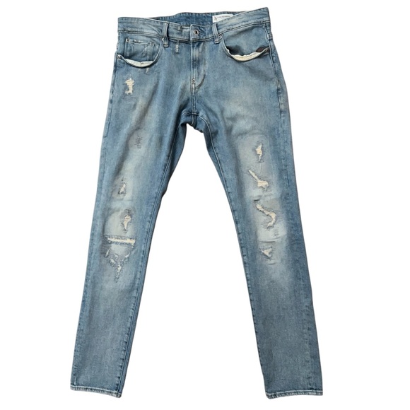 G-Star Raw Denim Jeans Mens Size 33x32 Revend Super Slim Stretch Distressed Blue - Picture 1 of 8